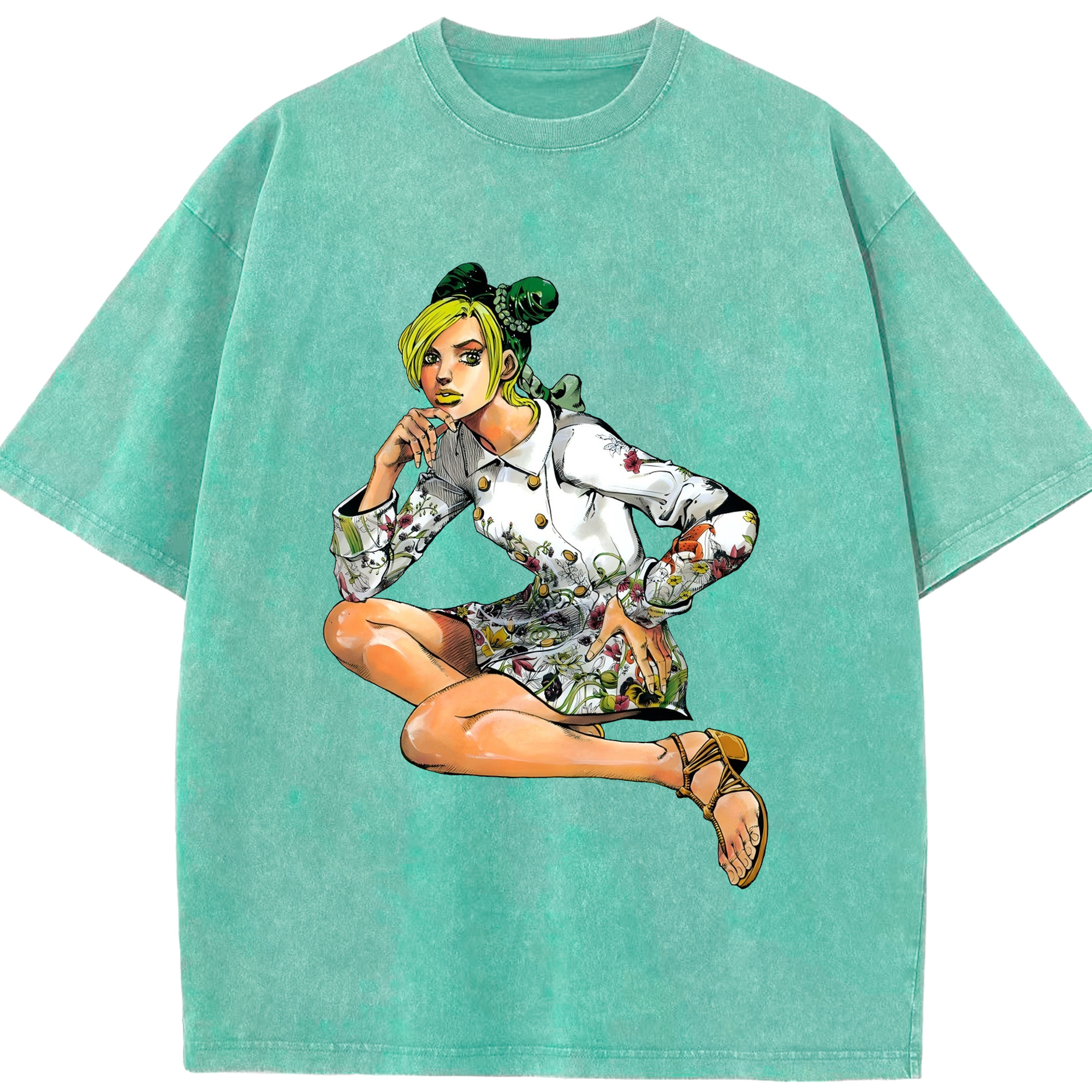 （画像用） "ジョジョの奇妙な冒険 くうじょう ジョリーン JoJo's Bizarre Adventure Jolyne Cujoh " 綿100% ヴィンテージ風 半袖Tシャツ（フロントプリント）